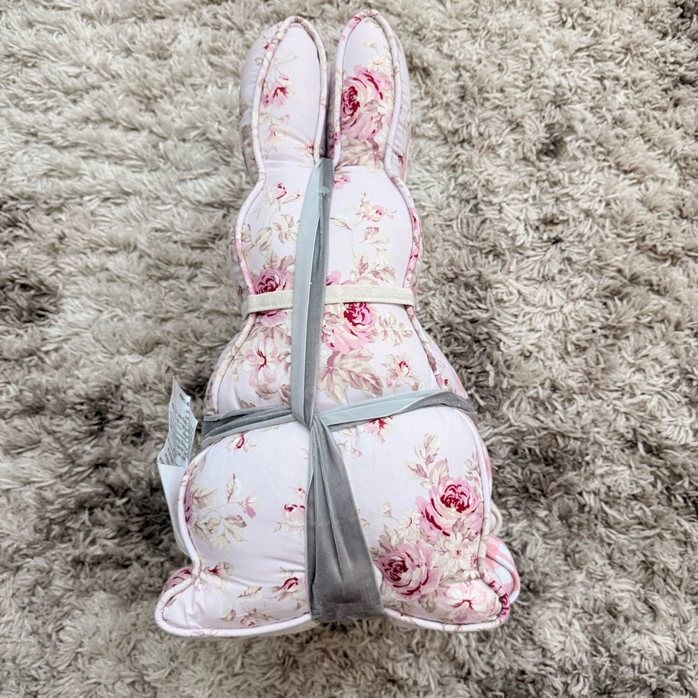 Boho Shabby Chic Plush Bunny Pillows and Speckled Wooden Eggs - Picture 9 of 10